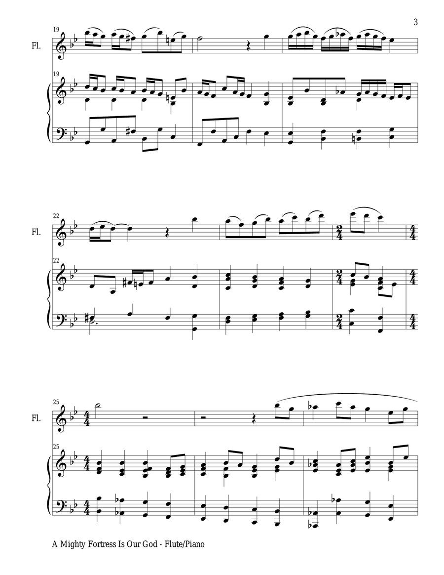 A MIGHTY FORTRESS IS OUR GOD (Duet – Flute and Piano/Score with Flute Part included) Flute Solo scores gallery preview page 4