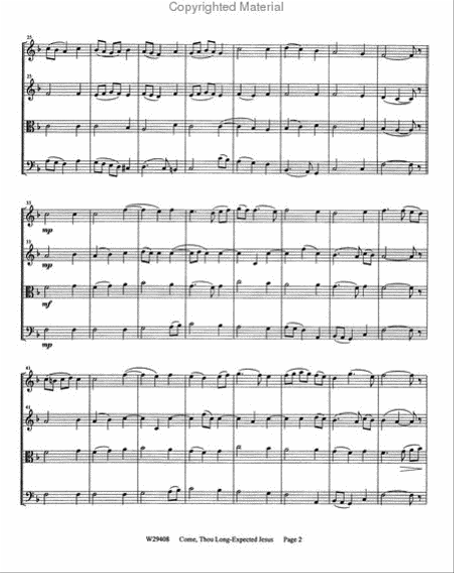 Come, Thou Long-Expected Jesus String Quartet scores gallery preview page 3
