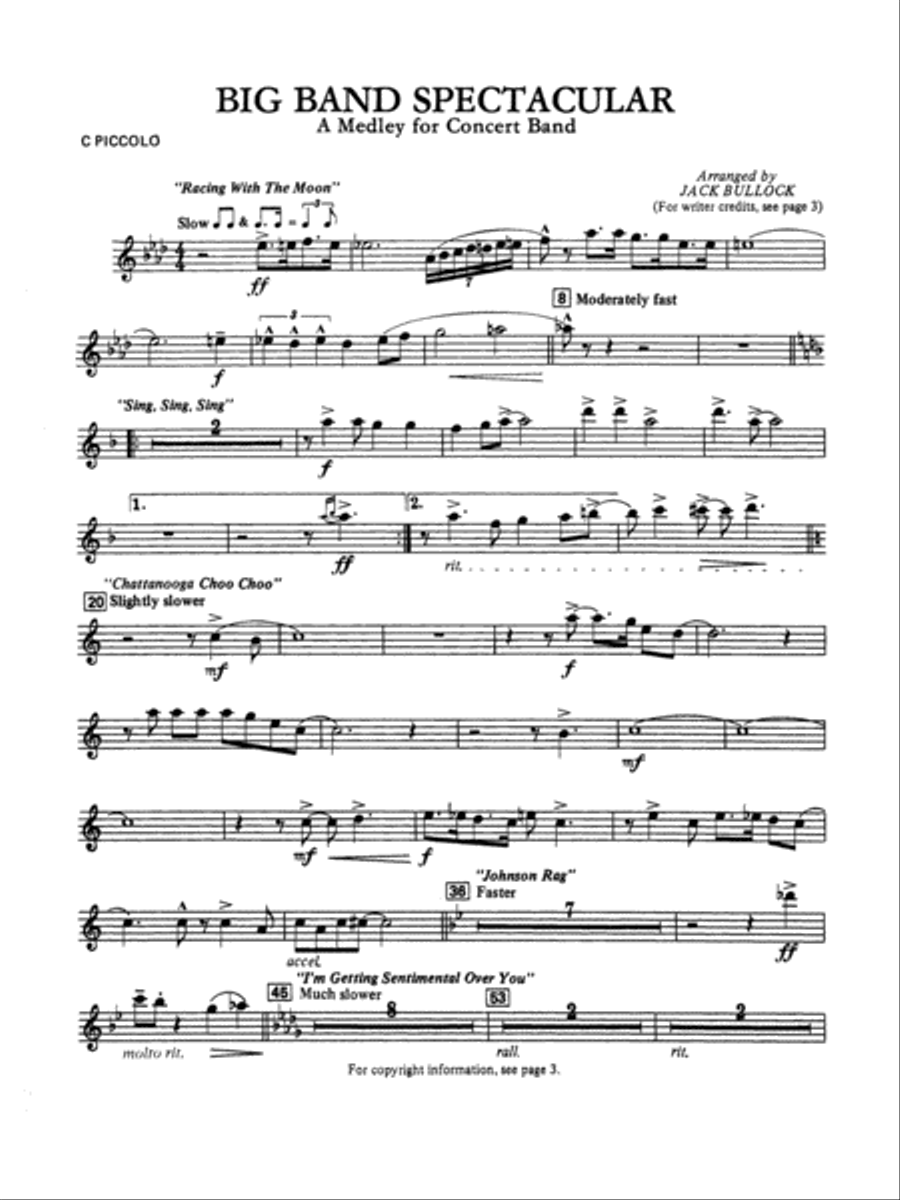 Big Band Spectacular: Piccolo Concert Band scores gallery preview page 1