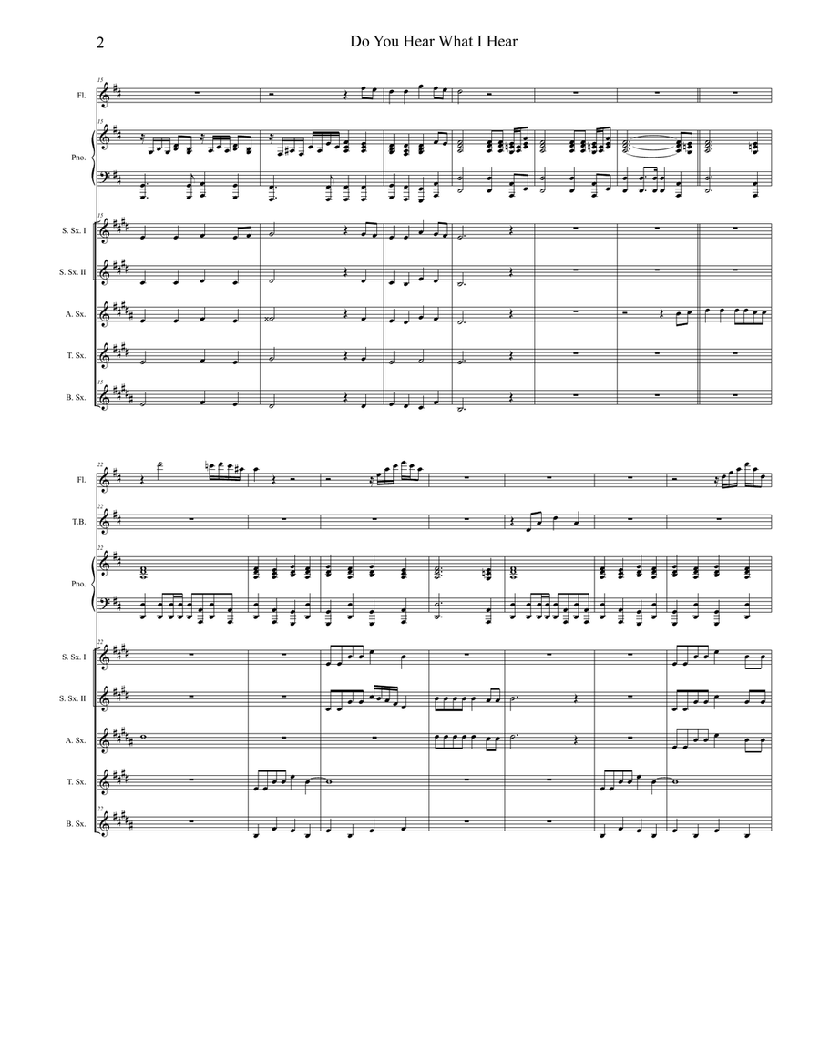 Do You Hear What I Hear Saxophone Quintet scores gallery preview page 2