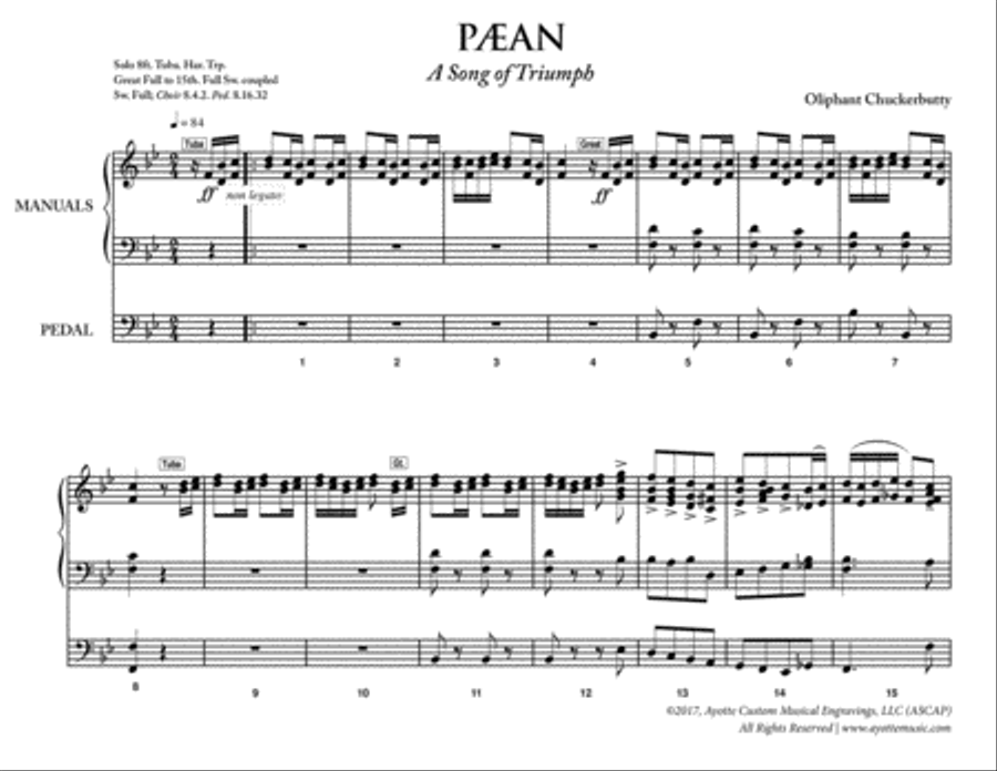 Chickerbutty - Paean Fanfare for Organ Organ Solo scores gallery preview page 3