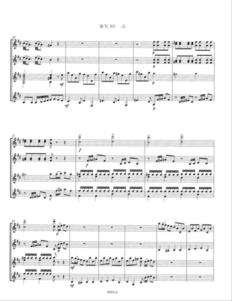 Lute Concerto in D R.V. 93 arr. for guitar quartet