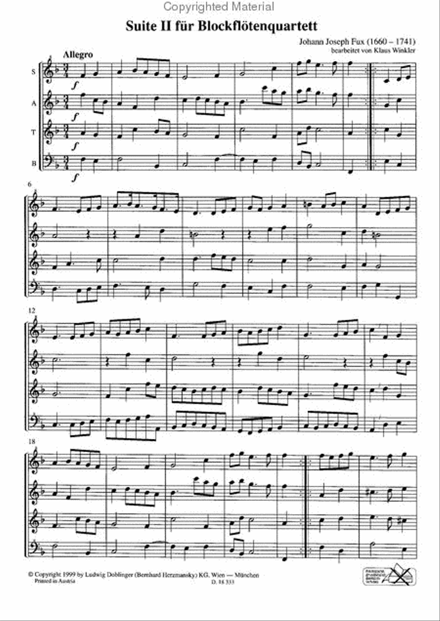 Suite F-Dur Flute Quartet scores gallery preview page 2