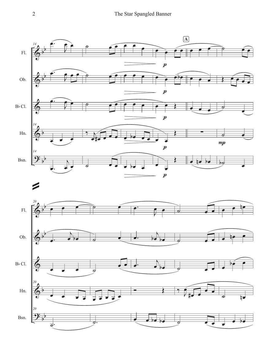 The Star Spangled Banner The Star Spangled Banner Woodwind Quintet scores gallery preview page 2