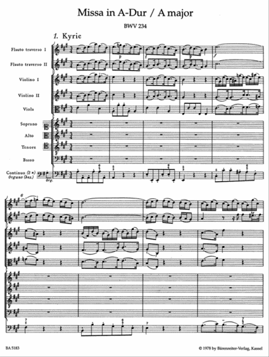 Mass A major BWV 234 'Lutheran Mass 2' 4-Part scores gallery preview page 2