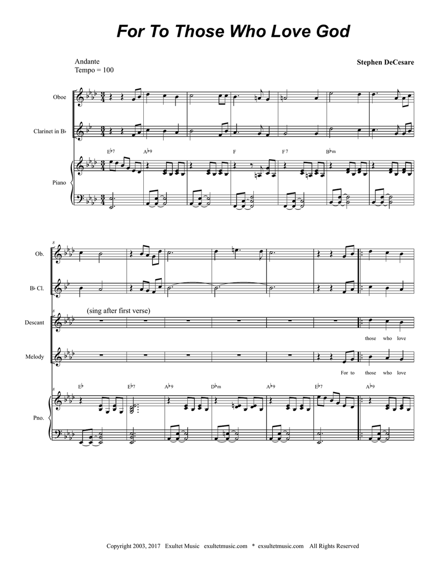 For To Those Who Love God (Unison choir / 2-part) Unison Choir scores gallery preview page 1