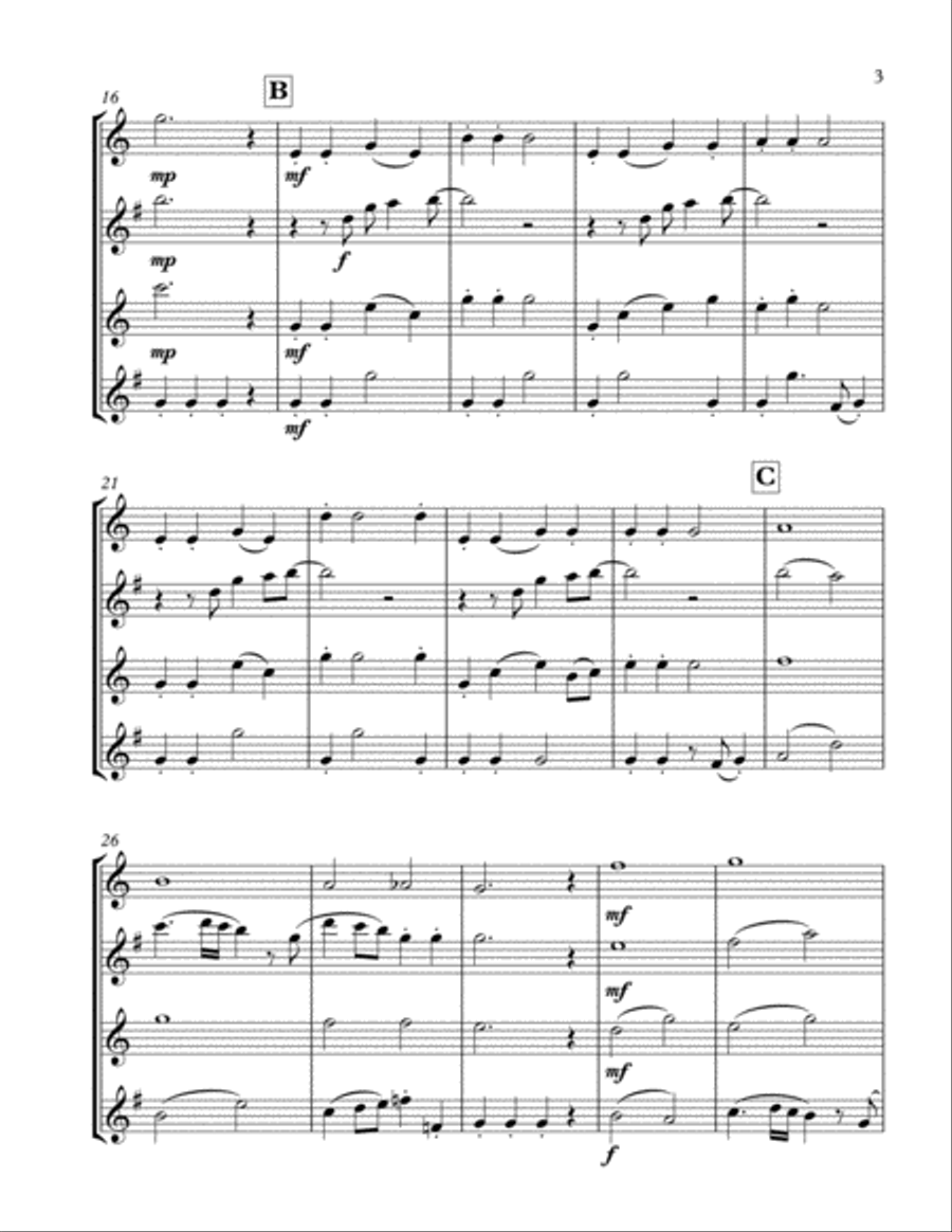 Wonderful Christmastime Woodwind Quartet scores gallery preview page 4