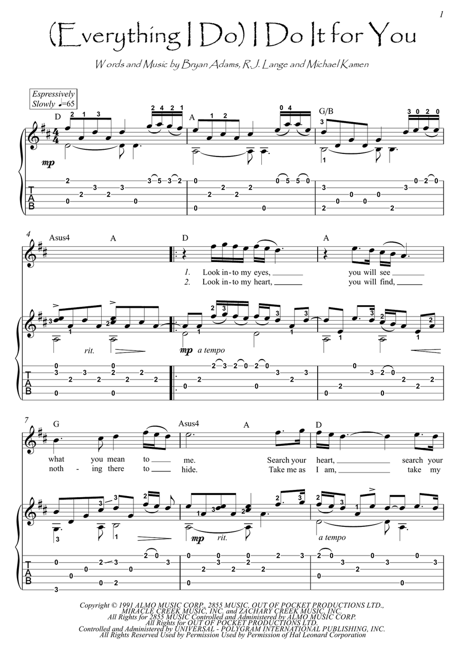 (Everything I Do) I Do It For You Acoustic Guitar scores gallery preview page 1