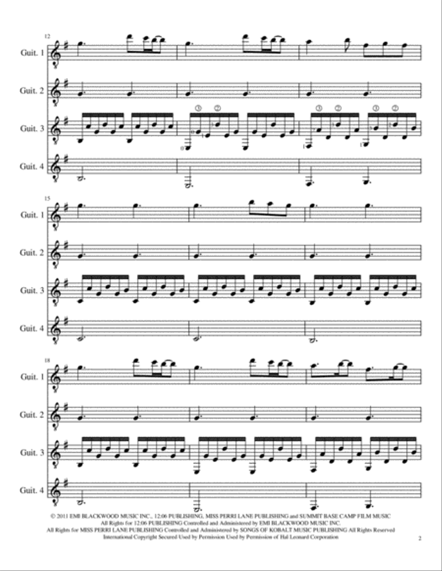 A Thousand Years Guitar Ensemble scores gallery preview page 2
