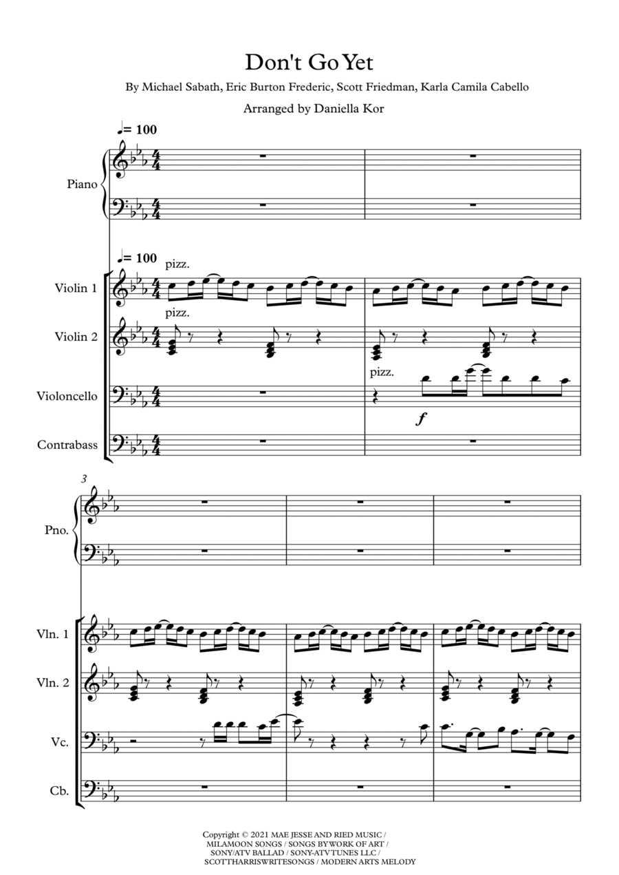 Don't Go Yet Don't Go Yet Piano Quintet scores gallery preview page 1