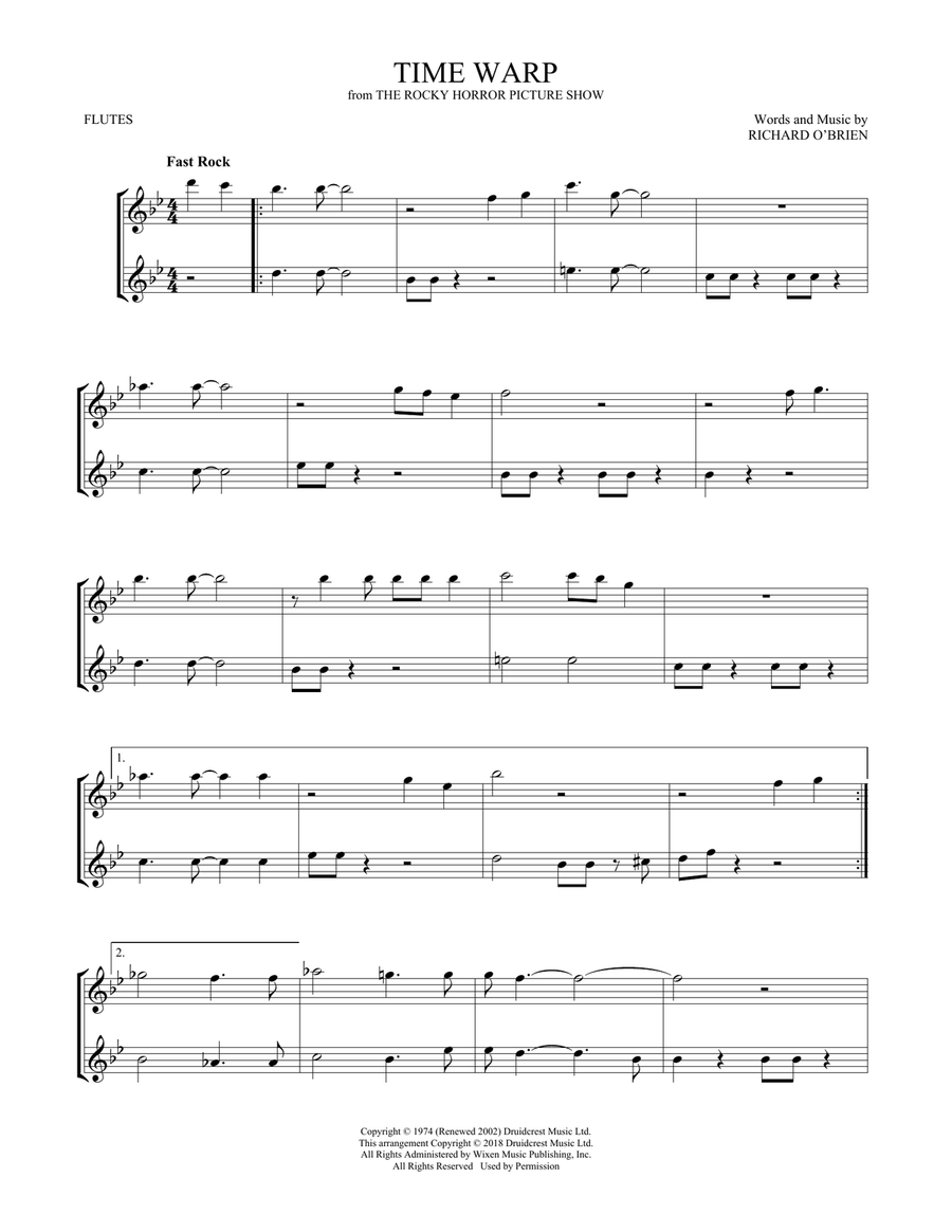 Time Warp Flute Duet scores gallery preview page 1
