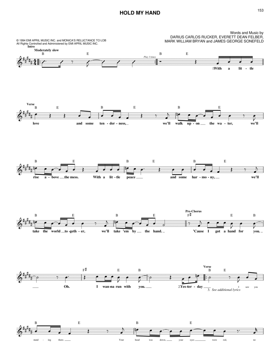 Hold My Hand Hold My Hand Piano scores gallery preview page 1