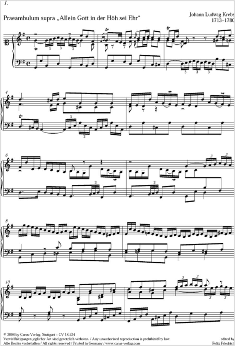 Chorale arrangements. First part of the Clavier-Ubung Collection / Songbook scores gallery preview page 54