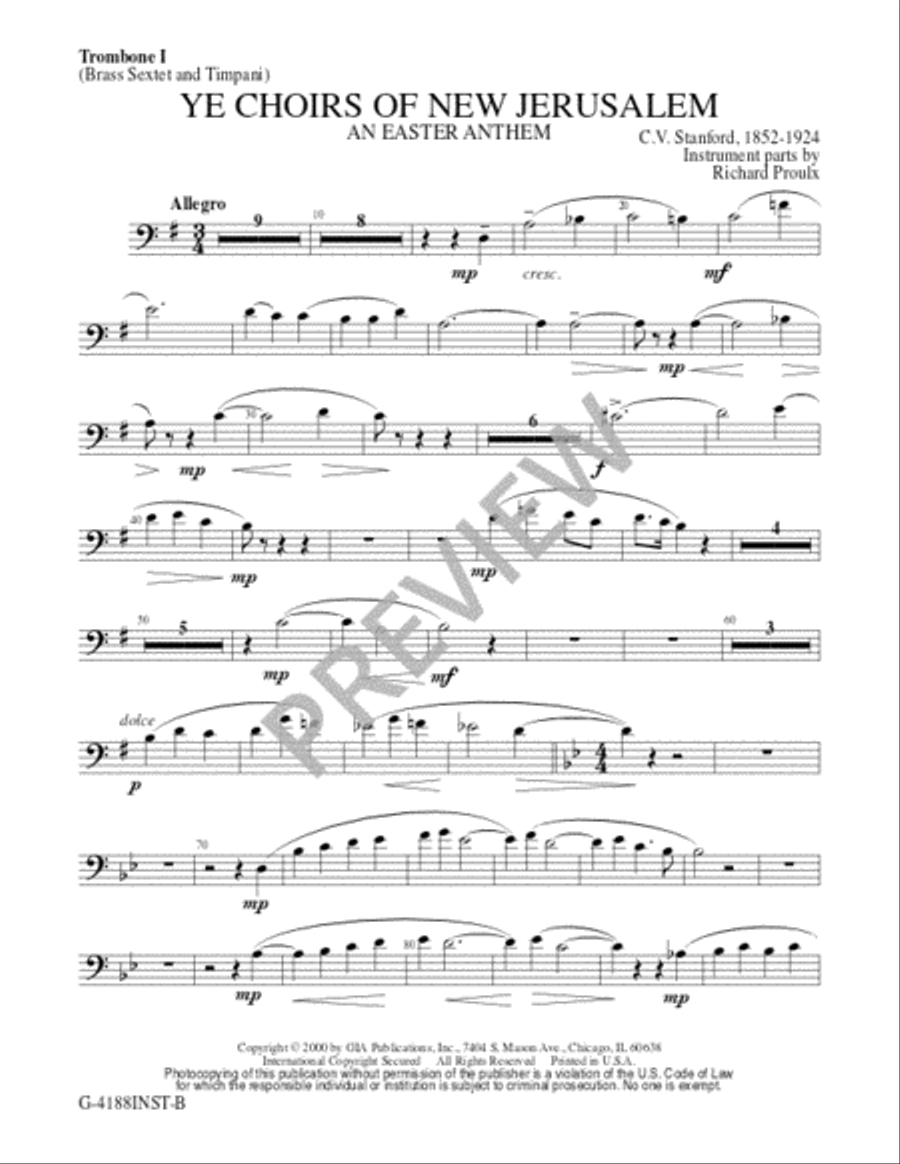 Ye Choirs of New Jerusalem - Brass Sextet edition