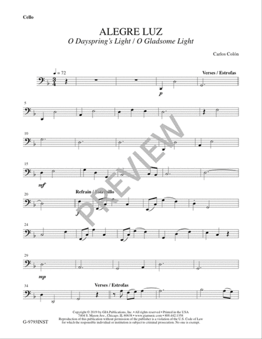 Alegre Luz - Instrument edition Cello scores gallery preview page 8