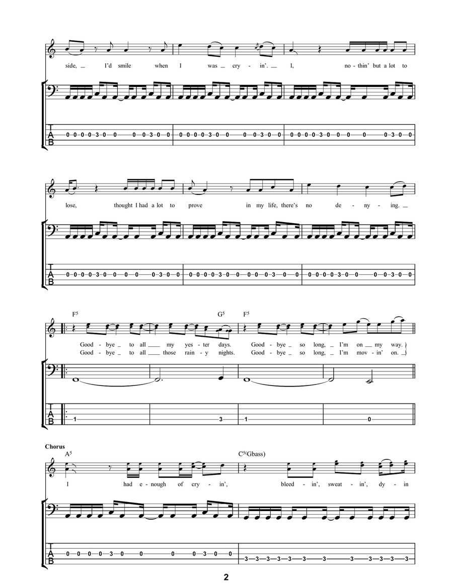 Everyday Everyday Bass Guitar Tablature scores gallery preview page 2