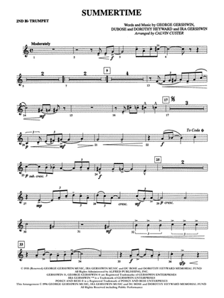 Summertime (from Porgy and Bess): 2nd B-flat Trumpet