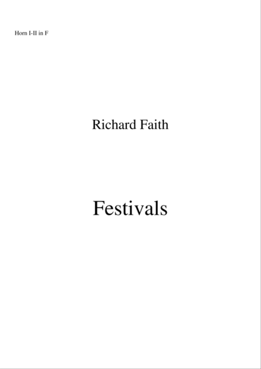 Richard Faith/László Veres : Festivals for Concert Band, complete set of brass and percussion part