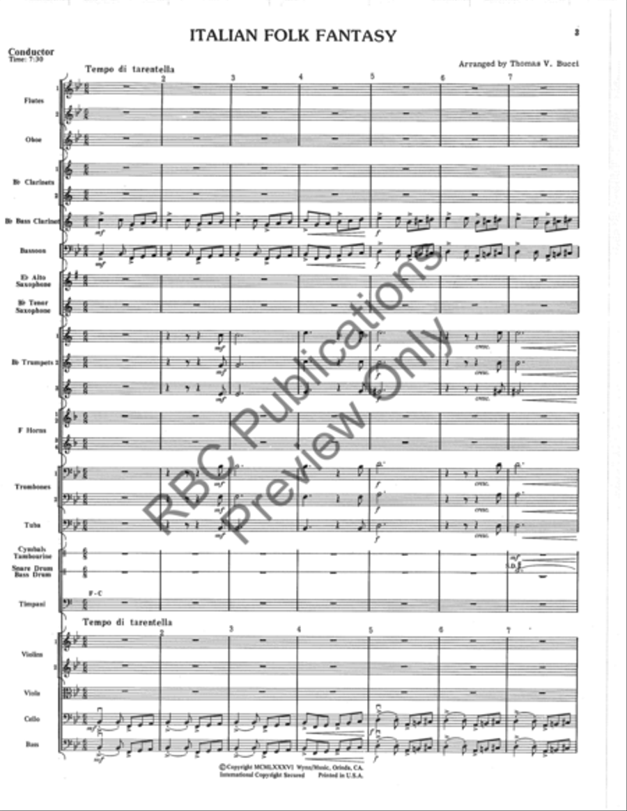 Italian Folk Fantasy (Score) Full Orchestra scores gallery preview page 3