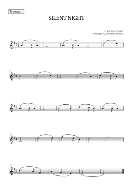 Silent Night for trumpet duet with piano accompaniment • easy Christmas song sheet music image number null