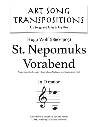 WOLF: St. Nepomuks Vorabend (transposed to D major)