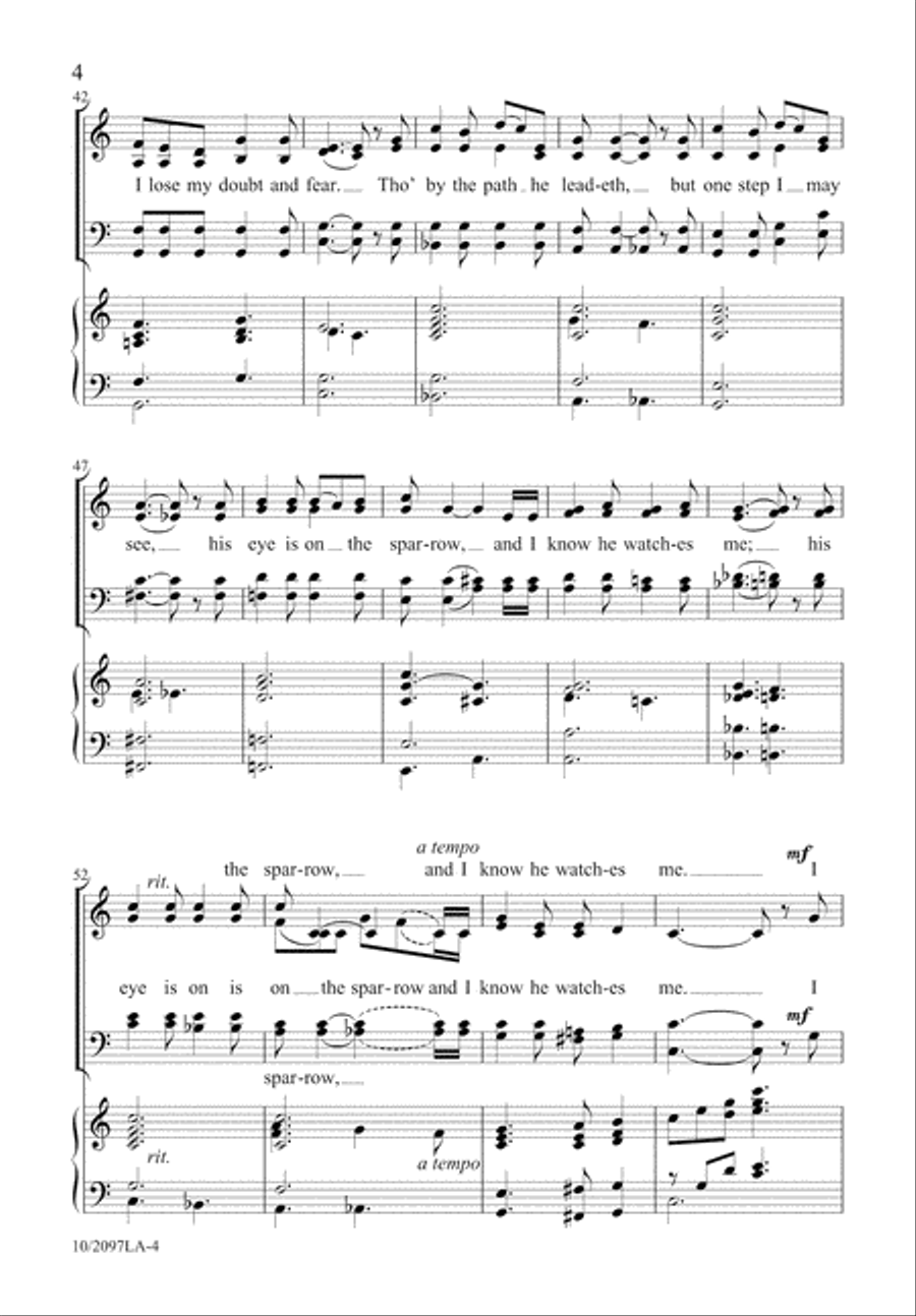 His Eye Is On The Sparrow 4-Part scores gallery preview page 5