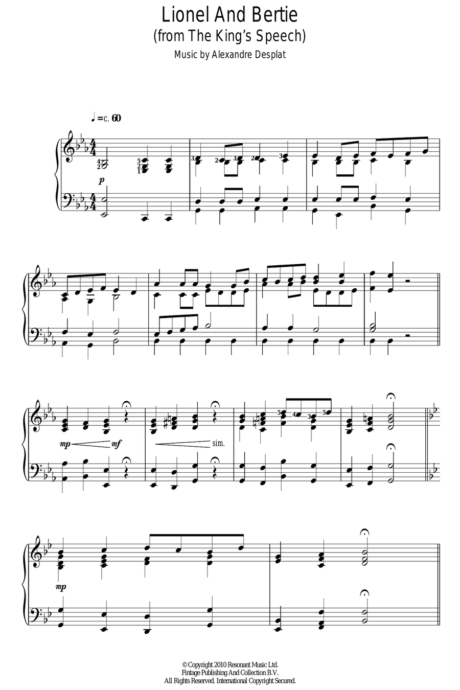 Lionel And Bertie Piano Solo scores gallery preview page 1