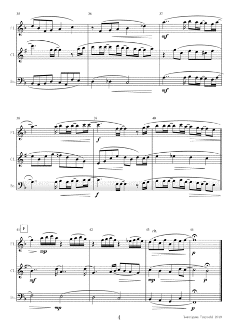Hanzmizuki (you Hitoto) Woodwind Trio scores gallery preview page 4