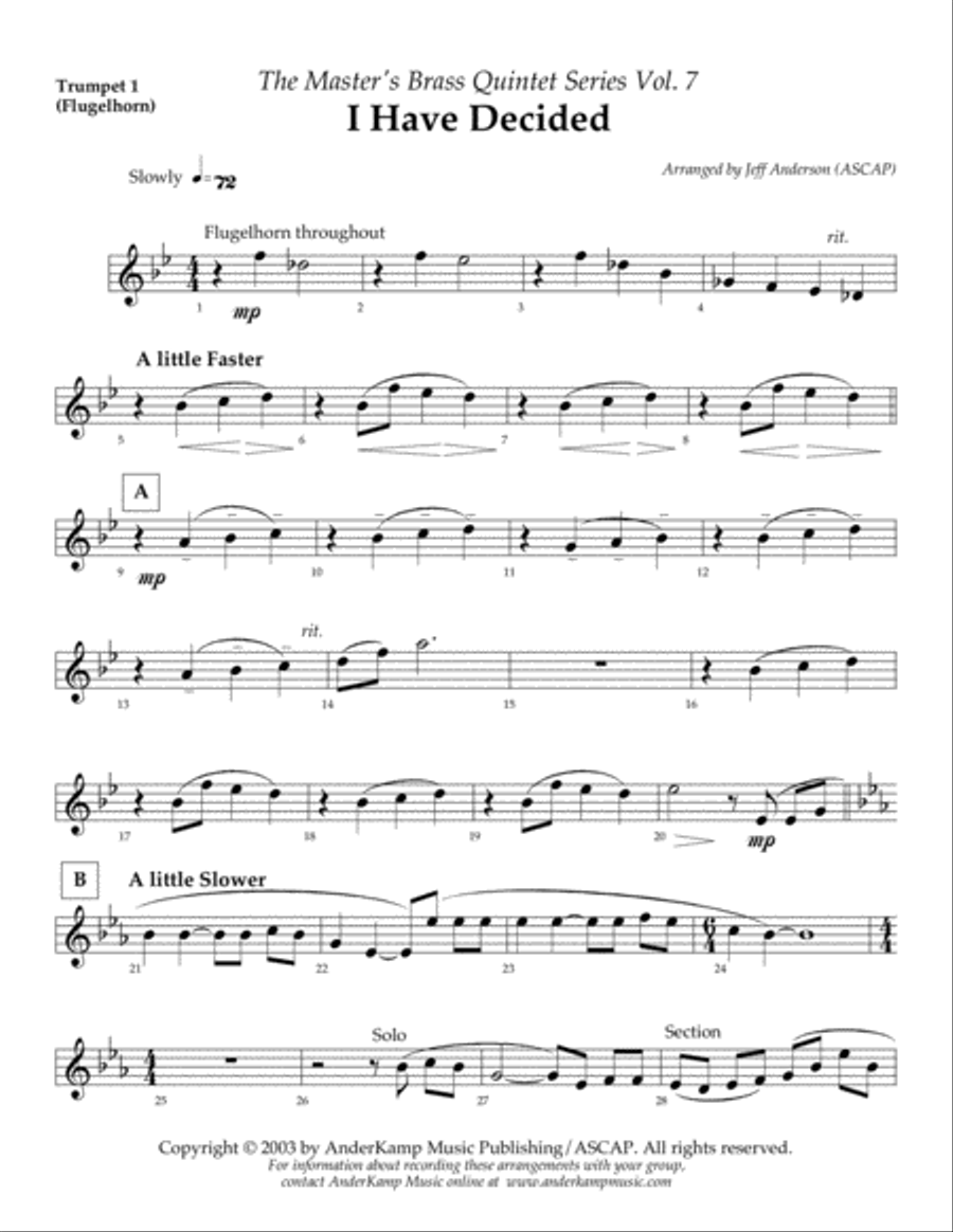 I Have Decided for Brass Quintet Brass Quintet scores gallery preview page 5