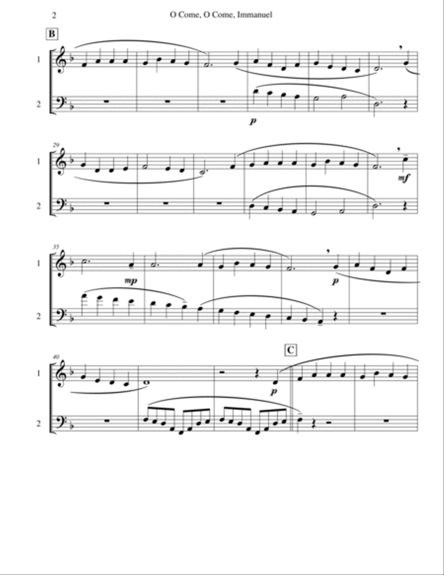 O Come, O Come, Immanuel (Emmanuel) - Mixed Duet Score and Parts scores gallery preview page 3