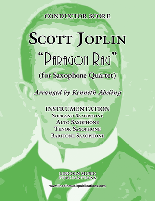 Book cover for Joplin - “Paragon Rag” (for Saxophone Quartet SATB)