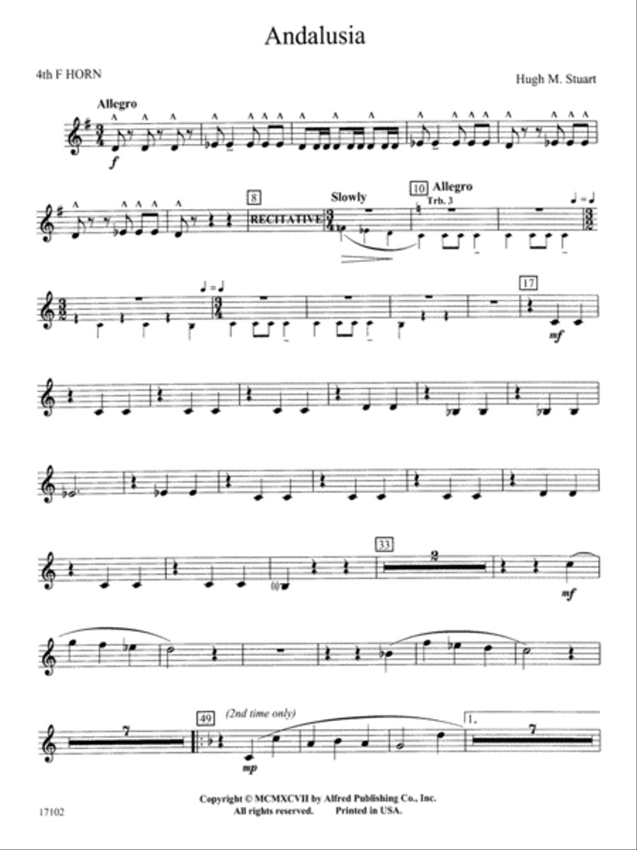 Andalusia: 4th F Horn Andalusia: 4th F Horn Concert Band scores gallery preview page 1