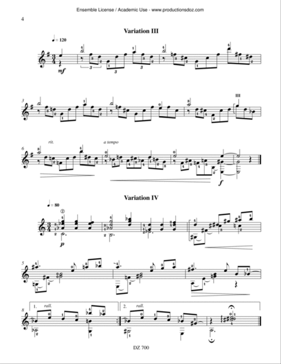 Improvariations Classical Guitar scores gallery preview page 4