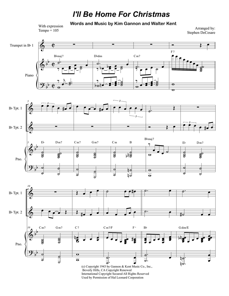 I'll Be Home For Christmas Tenor Saxophone scores gallery preview page 1