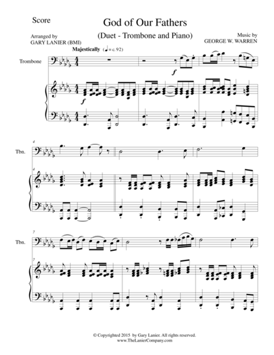 GOD OF OUR FATHERS (Duet – Trombone and Piano/Score and Parts) image number null
