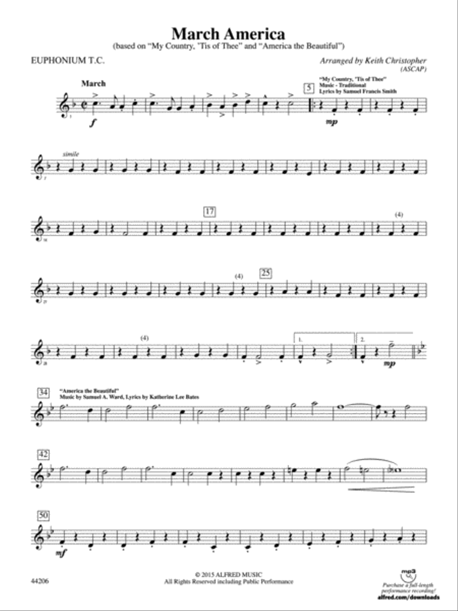March America: Baritone T.C. Concert Band scores gallery preview page 1
