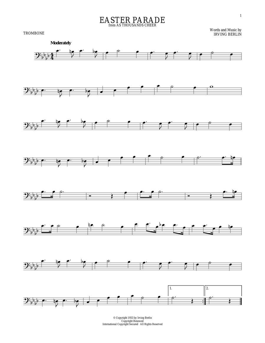 Easter Parade Easter Parade Trombone Solo scores gallery preview page 1
