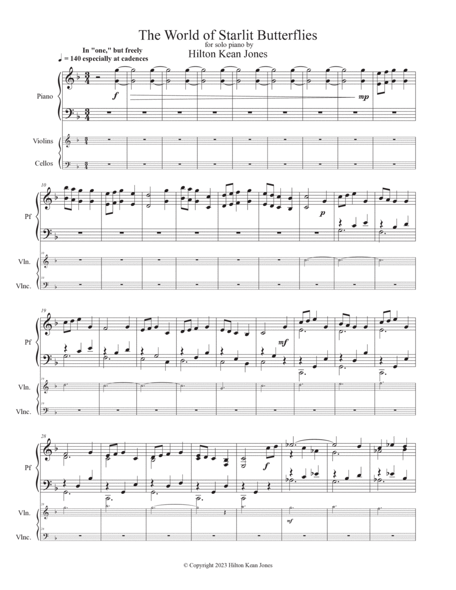 The World of Starlit Butterflies Score and Parts scores gallery preview page 1
