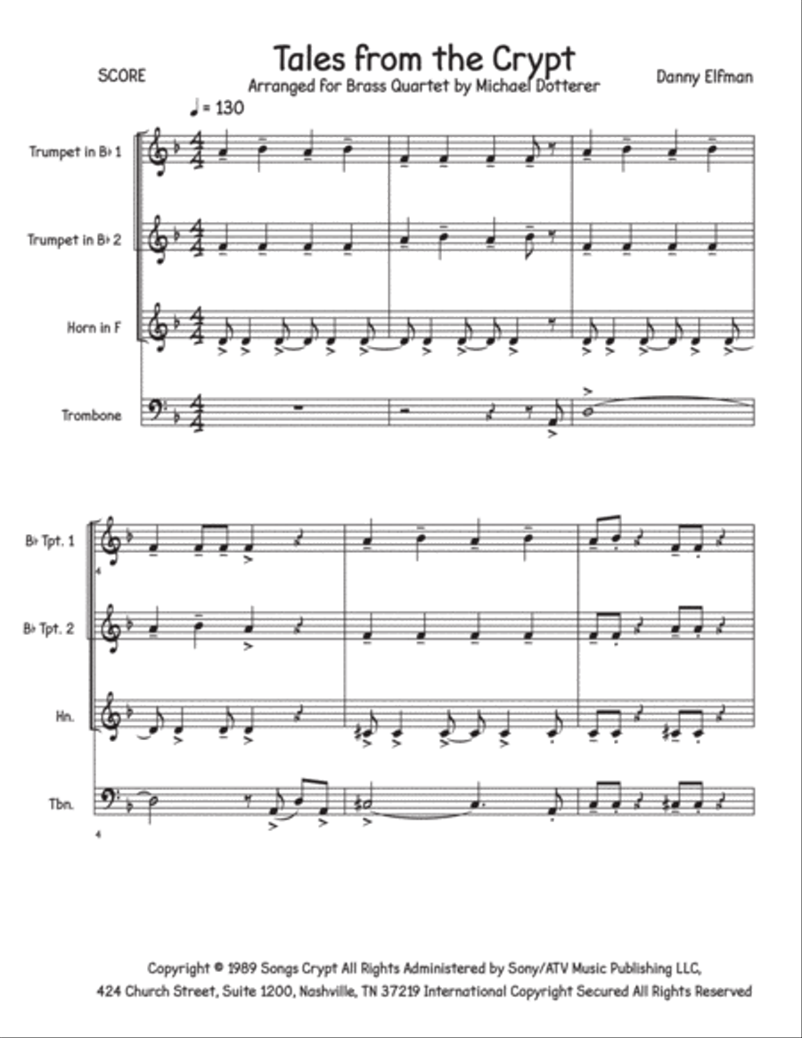 Tales From The Crypt Theme Horn scores gallery preview page 2
