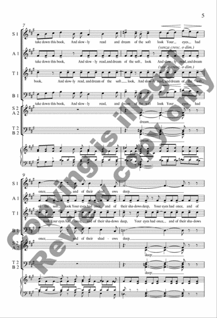 When You Are Old 4-Part scores gallery preview page 5