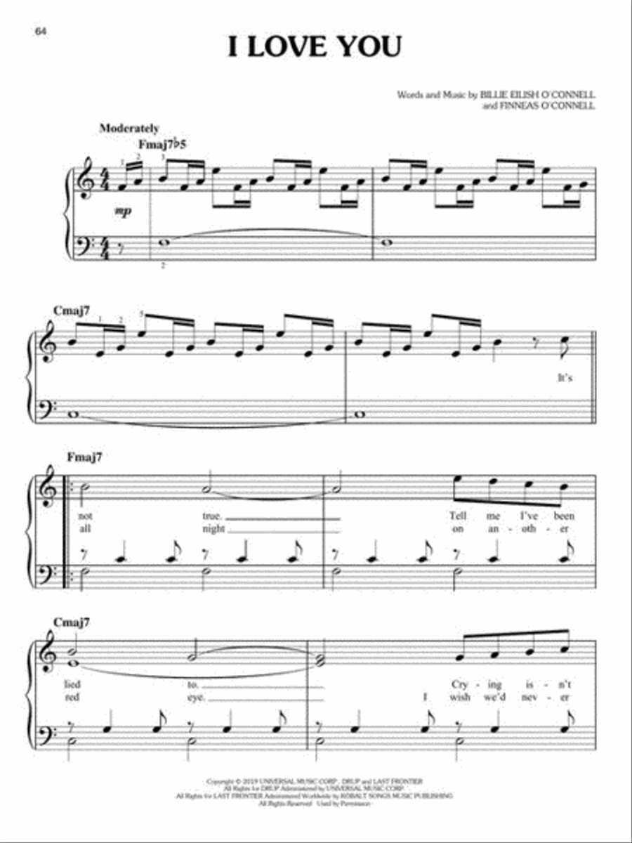 Billie Eilish – When We All Fall Asleep, Where Do We Go? Easy Piano scores gallery preview page 6