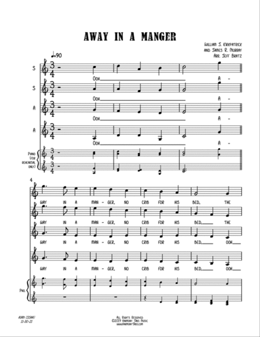 Away In A Manger (SSAA A Cappella) SSAA scores gallery preview page 2