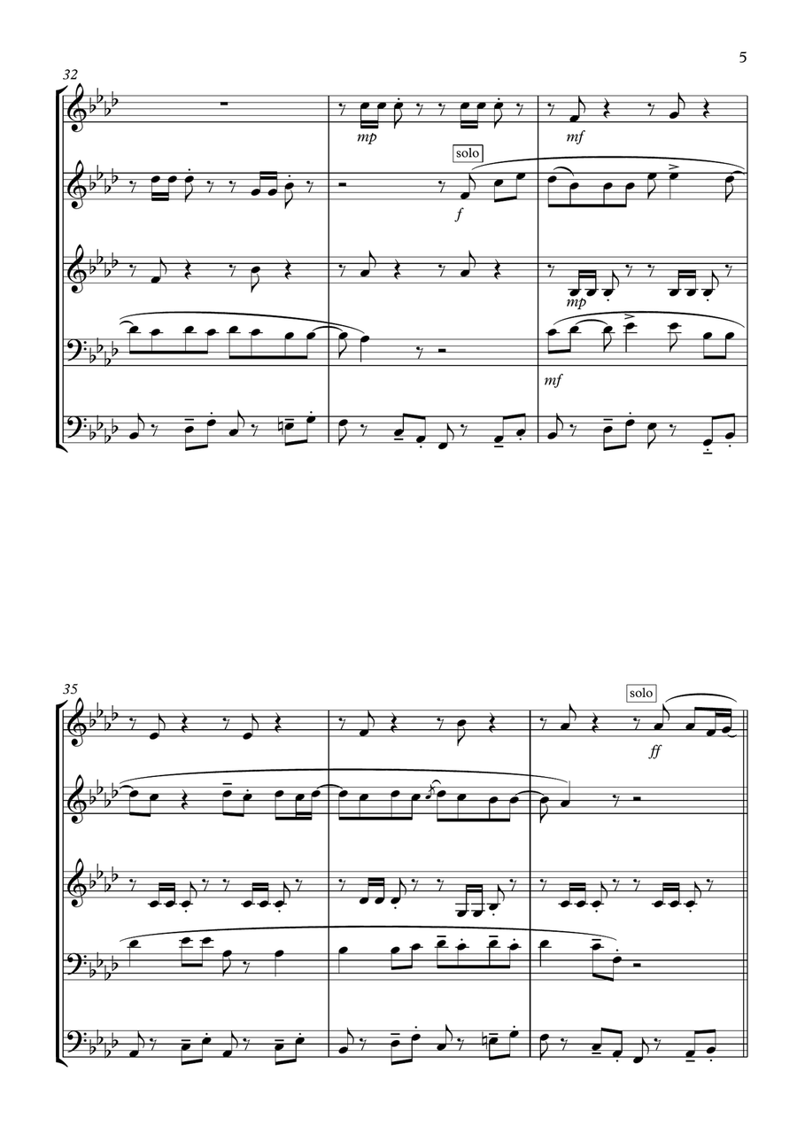 Mexican traditional Folk Pop: RAMITO DE VIOLETAS for Brass Quintet; arr. Martín Hernández Sánchez Brass Quintet scores gallery preview page 5