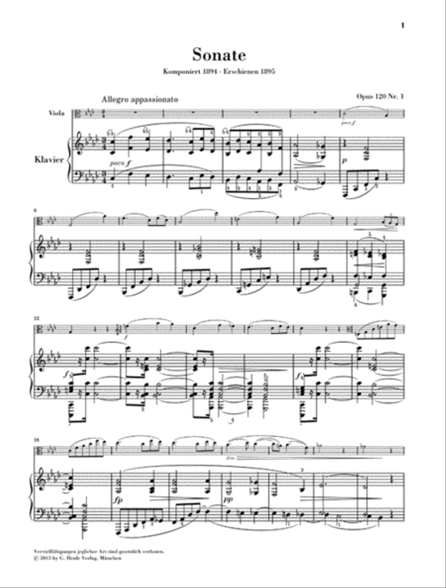 Clarinet Sonata (or Viola) Op. 120 Nos. 1-2