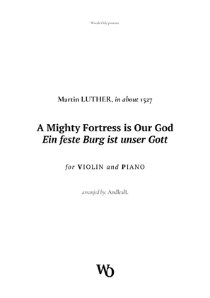 Book cover for Mighty Fortress is Our God by Luther for Violin and Piano
