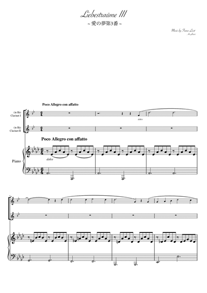 "Liebesträume No. 3" Piano trio /clarinet duet   image number null