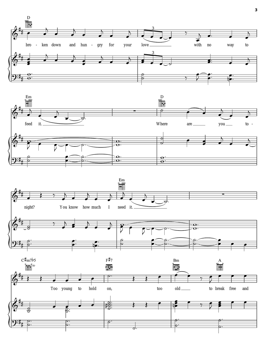 Lover, You Should've Come Over Piano, Vocal, Guitar scores gallery preview page 3