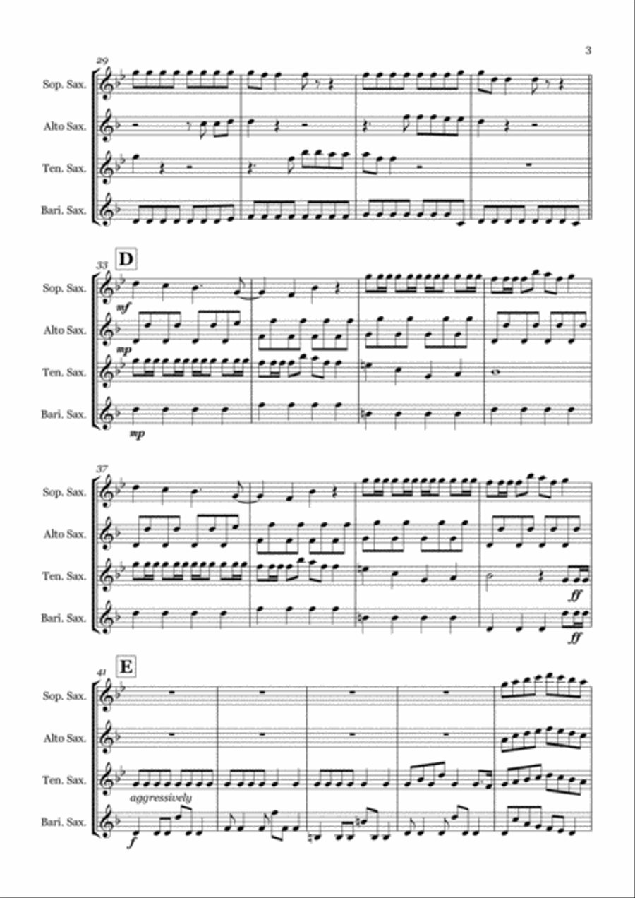 Telephone (feat. Beyonce) Saxophone Quartet scores gallery preview page 3
