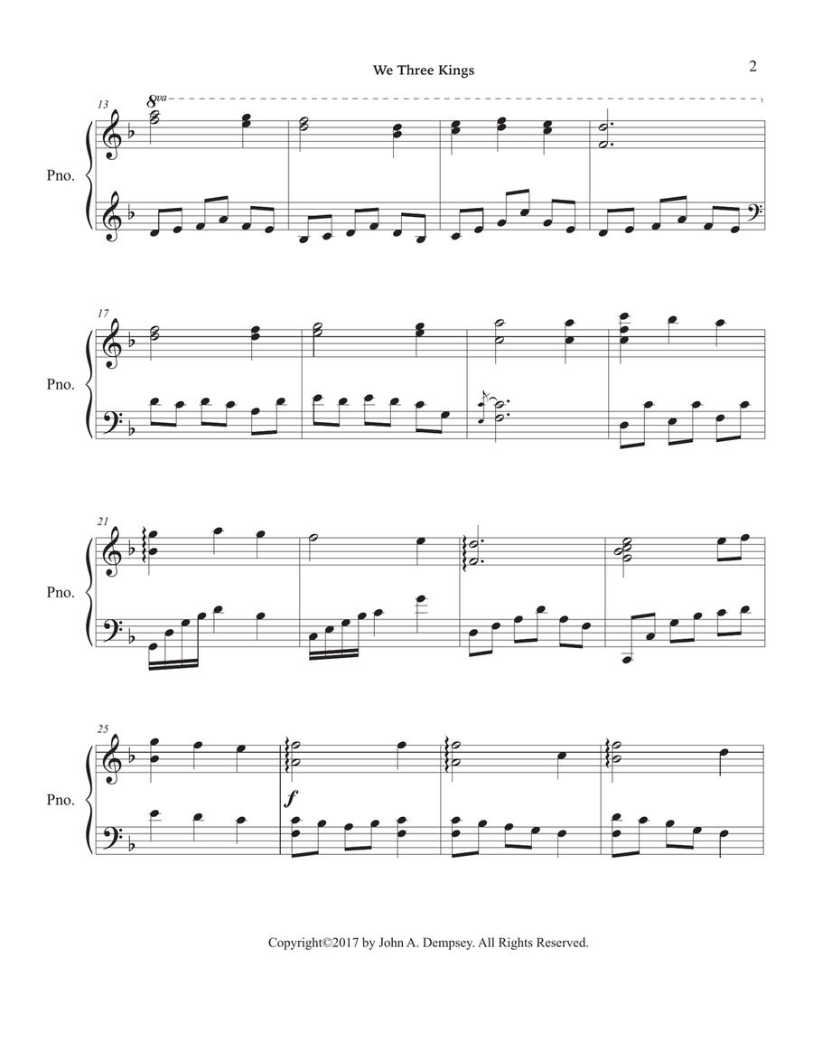 We Three Kings of Orient Are (Piano Solo in D minor) Piano Solo scores gallery preview page 4
