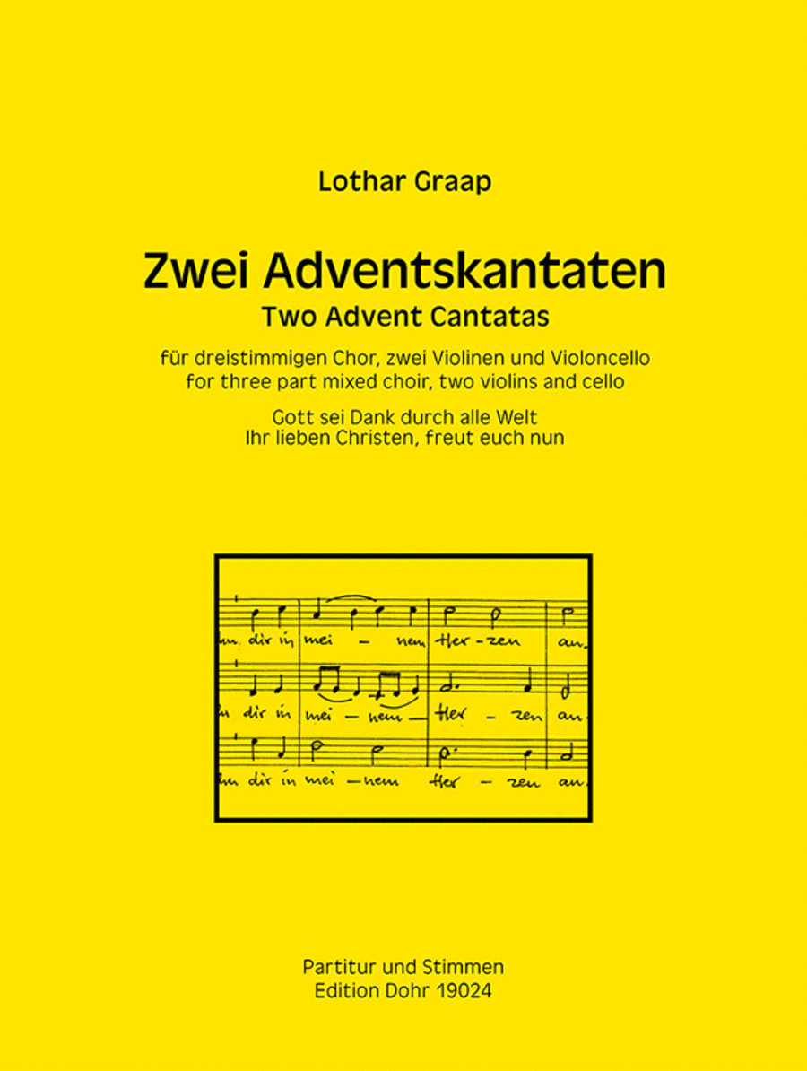 Zwei Adventskantaten für dreistimmigen Chor, zwei Violinen und Violoncello 3-Part scores gallery preview page 1